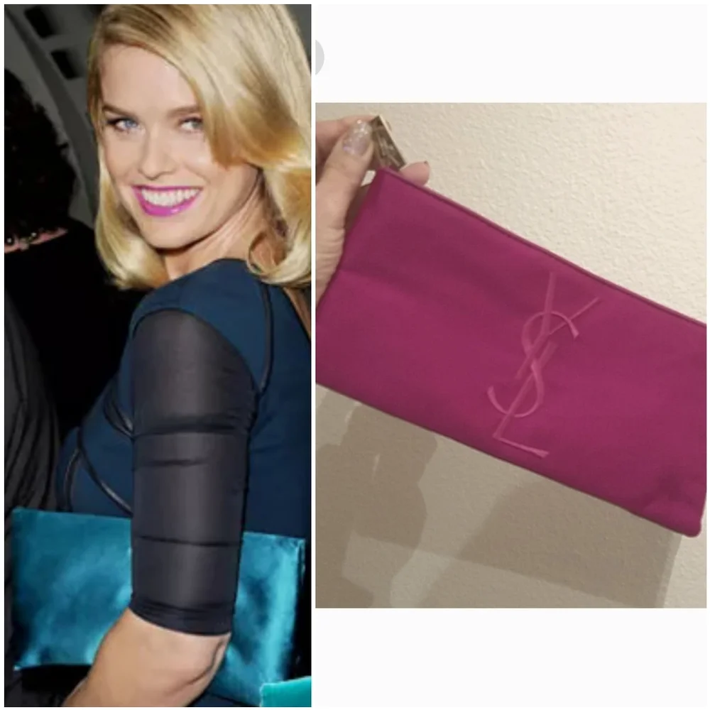 Vintage Yves Saint Laurent YSL pink cosmetic travel bag clutch - Picture 2 of 9